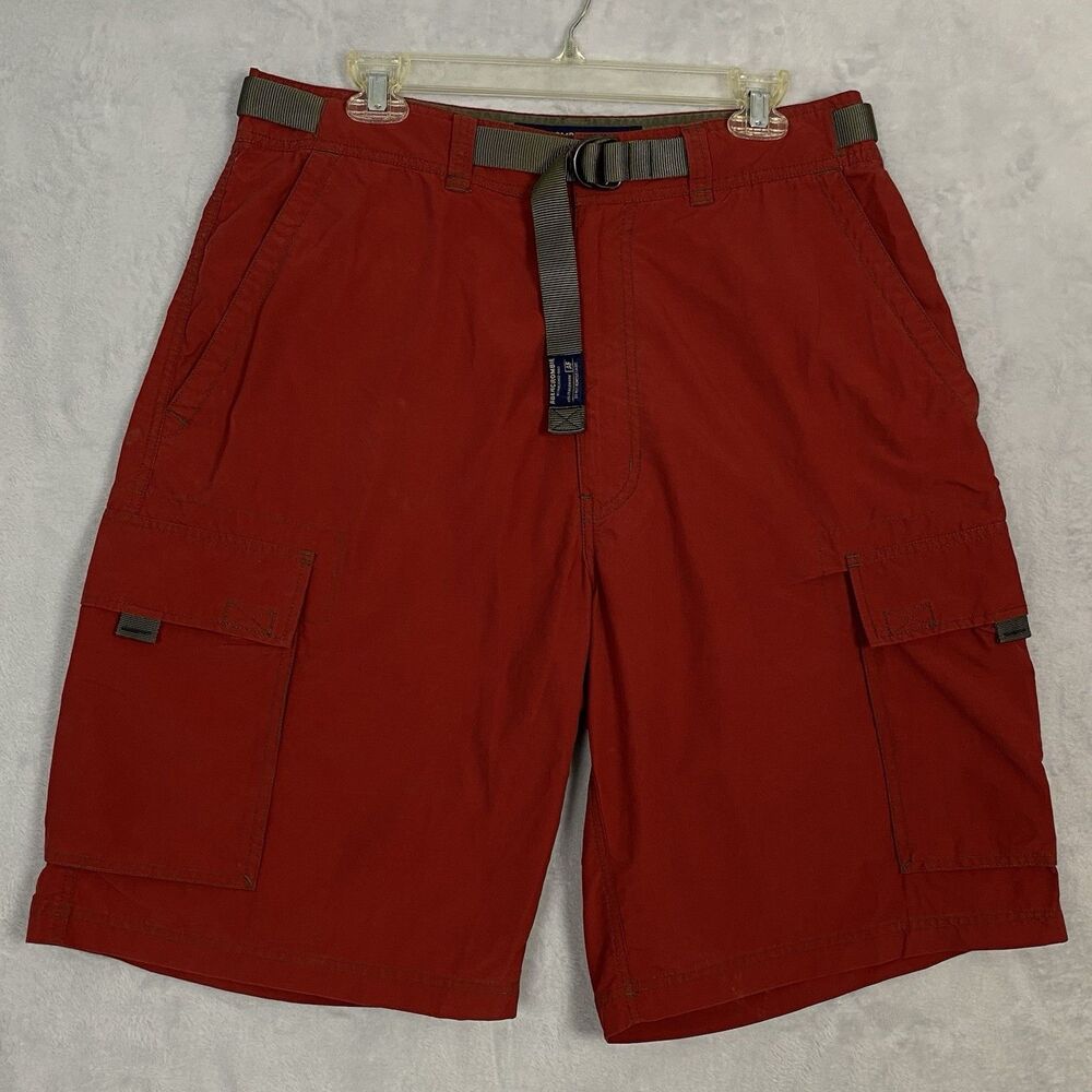 Abercrombie And Fitch Cargo Shorts M Mens Baggy Y2K Belt Red Cotton Nylon